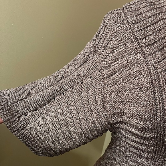 INC International Concepts Brown Shimmer Turtleneck Short Sleeve Sweater Sz S - Picture 3 of 6